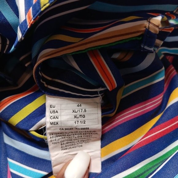 Paul & Shark Yachting Shirt Mens 44 Colorful Striped Cotton Made in Italy 44/XL - Picture 6 of 6